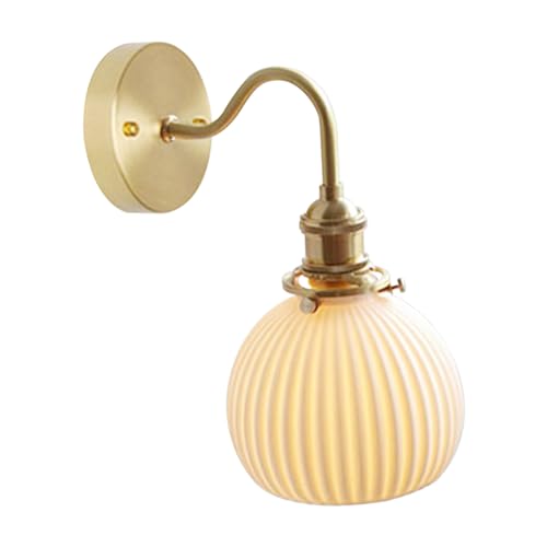 YFMYY Moderne Vintage-Wandleuchten, nordische Wandleuchte mit weißem Keramik-Lampenschirm, Messing-Wandleuchte, Innendekoration, Wandleuchte für Nachttisch, Schlafzimmer, Tür, Flur, Wohnzimmer YFMYY Moderne Vintage-Wandleuchten, nordische Wandleuchte mit weißem Keramik-Lampenschirm, Messing-Wandleuchte, Innendekoration, Wandleuchte für Nachttisch, Schlafzimmer, Tür, Flur, Wohnzimmer von YFMYY