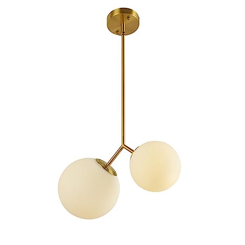 YFMYY Moderne goldene Pendelleuchte mit 2 Leuchten, E27-Sockel, Kugel-Tropfenleuchte mit cremeweißem Glas, hängende Deckenleuchte für Kücheninsel, Schlafzimmer, Wohnzimmer, Arbeitszimmer YFMYY Moderne goldene Pendelleuchte mit 2 Leuchten, E27-Sockel, Kugel-Tropfenleuchte mit cremeweißem Glas, hängende Deckenleuchte für Kücheninsel, Schlafzimmer, Wohnzimmer, Arbeitszimmer von YFMYY