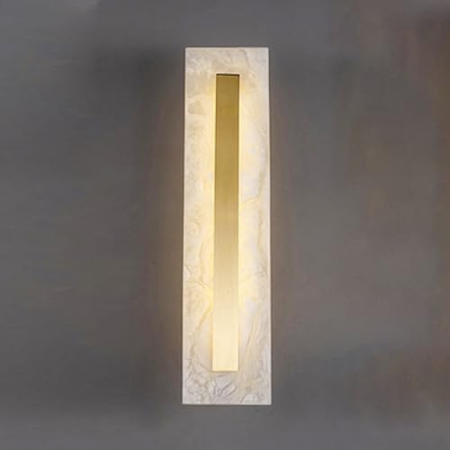YFMYY Natürliche Marmor-Wandleuchten, postmoderne Alabaster-Wandleuchten für den Innenbereich, Badezimmer-Waschtischleuchten, Messing-Wandhalterungsbeleuchtung für Treppen, Badezimmer, Schlafzimmer von YFMYY