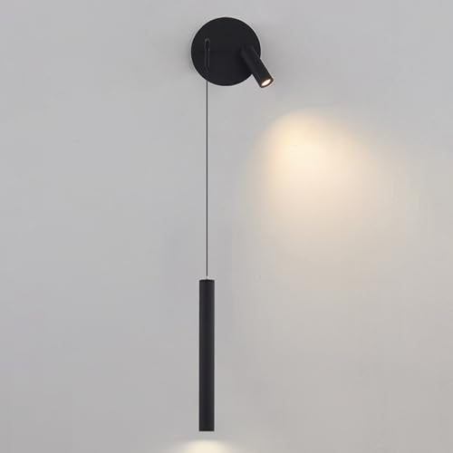 YFMYY Schwarze Wandleuchte mit Langen Röhren, Moderne LED-Wandleuchte mit drehbarem, verstellbarem Strahler, Wandleuchten mit Metallflöten, lineare Nachttisch-Wandleuchten, 3000K-Warmlicht-Wandlampen von YFMYY
