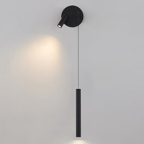 YFMYY Schwarze Wandleuchte mit Langen Röhren, Moderne LED-Wandleuchte mit drehbarem, verstellbarem Strahler, Wandleuchten mit Metallflöten, lineare Nachttisch-Wandleuchten, 3000K-Warmlicht-Wandlampen von YFMYY