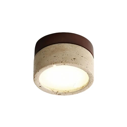 YFMYY Wabi Sabi Stone Deckenleuchte, japanische Stil gelbe Travertin-Deckenleuchte, 7W LED Mini Zylinder Vintage in der Nähe der Deckenleuchten für Schlafzimmer Flur Eingangsbereich Küche Foyer YFMYY Wabi Sabi Stone Deckenleuchte, japanische Stil gelbe Travertin-Deckenleuchte, 7W LED Mini Zylinder Vintage in der Nähe der Deckenleuchten für Schlafzimmer Flur Eingangsbereich Küche Foyer von YFMYY