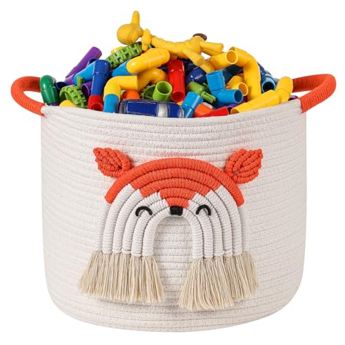 Aufbewahrungskörbe für Kinder, Baumwollseilkorb mit 3D-Fuchs-Dekor, Deckenkorb für Wohnzimmer, Spielzeug-Organizer, gewebter Baby-Aufbewahrungskorb, Wäschekorb, Spielzeugkorb,Orange Aufbewahrungskörbe für Kinder, Baumwollseilkorb mit 3D-Fuchs-Dekor, Deckenkorb für Wohnzimmer, Spielzeug-Organizer, gewebter Baby-Aufbewahrungskorb, Wäschekorb, Spielzeugkorb,Orange von YFNHOME