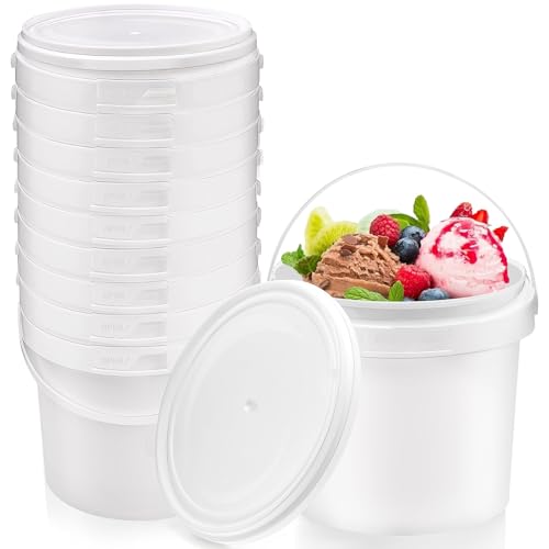 10 Stück Plastikeimer mit Deckel 2L leer Eimer Vorratsbehälter Universaleimer mit Griff für Lebensmittel, Farbe, Wasser, Bastelarbeiten, Werkstatt und Lagerung (Weiß) von YFNVH