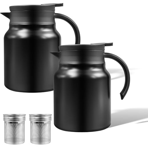 2 Stück 1L Thermo-Kaffeekaraffe aus Edelstahl, Doppelwandige Edelstahl Isolierkanne mit herausnehmbarem Teefilter, Vakuumisolierte Kaffeekanne für heiße Getränke, Schwarz 2 Stück 1L Thermo-Kaffeekaraffe aus Edelstahl, Doppelwandige Edelstahl Isolierkanne mit herausnehmbarem Teefilter, Vakuumisolierte Kaffeekanne für heiße Getränke, Schwarz von YFNVH