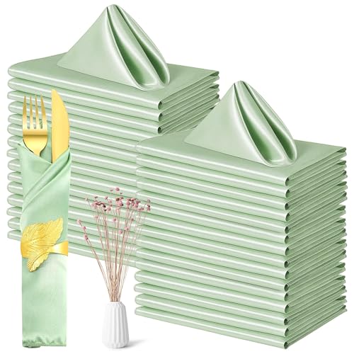 50 Stück Salbeigrüne Satin-Servietten, 43 x 43 cm Salbeigrüne Stoffservietten Quadratisch satinierte grüne Tischservietten waschbare Stoffservietten für Abendessen, Zuhause, Hochzeiten, Geburtstagsfei 50 Stück Salbeigrüne Satin-Servietten, 43 x 43 cm Salbeigrüne Stoffservietten Quadratisch satinierte grüne Tischservietten waschbare Stoffservietten für Abendessen, Zuhause, Hochzeiten, Geburtstagsfei von YFNVH
