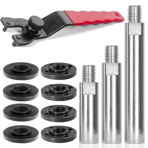 Winkelschleifer Verlängerungswelle M14 Set, Winkelschleifer Verlängerung 80mm/100mm/140mm mit 1x Universalschlüssel und 4 Sets Flansch-Mutter für Poliermaschine, Auto Polierer, Polieren Pads von YFNVH