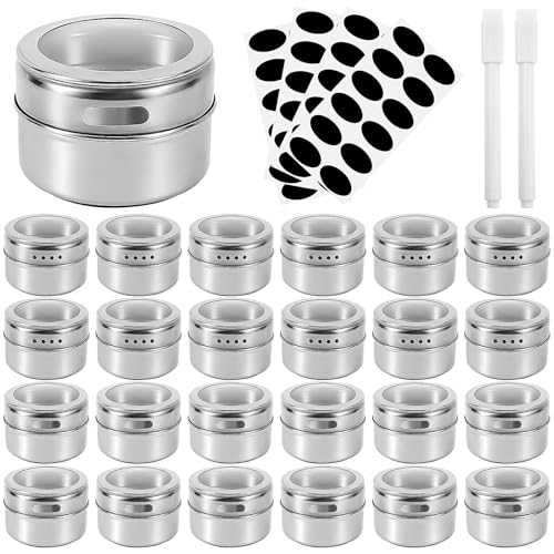 YFNVH 24er Gewürzgläser Magnetische Set, Edelstahl Gewürzdosen mit 48 Etiketten, Marker und Magnetischen Gewürzstreuer Spice Jars mit Transparent Top für Zucker, Salz, Pfeffer, Kreuzkümmel YFNVH 24er Gewürzgläser Magnetische Set, Edelstahl Gewürzdosen mit 48 Etiketten, Marker und Magnetischen Gewürzstreuer Spice Jars mit Transparent Top für Zucker, Salz, Pfeffer, Kreuzkümmel von YFNVH