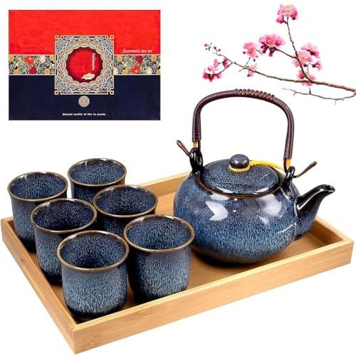YFNVH Japanisches Teeservice Chinesisches Teekanne Set Kung Fu Teeservice Tragbares Keramik Teekannen mit 1 Teekanne 6 Teetassen und 1 Tablett für Reisen zu Hause im Freien YFNVH Japanisches Teeservice Chinesisches Teekanne Set Kung Fu Teeservice Tragbares Keramik Teekannen mit 1 Teekanne 6 Teetassen und 1 Tablett für Reisen zu Hause im Freien von YFNVH