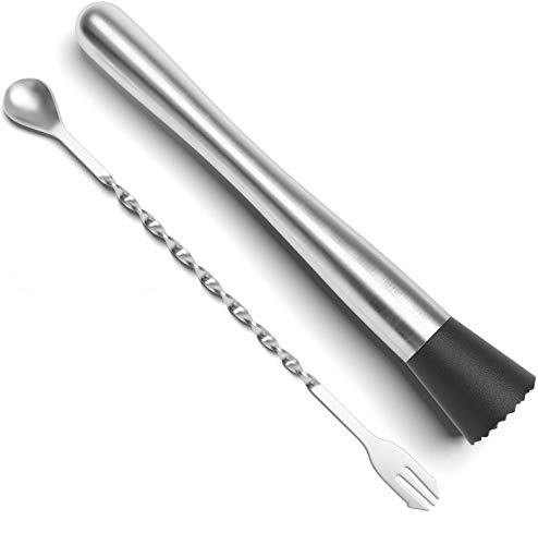YFOX professioneller Getränkemixer,Mixer-Stößel aus Edelstahl,Rührlöffel,Mixer-Toolkit zum Debuggen köstlicher Cocktails,Getränke und Säfte,Länge 9,8 Zoll,2 Stück von YFOX
