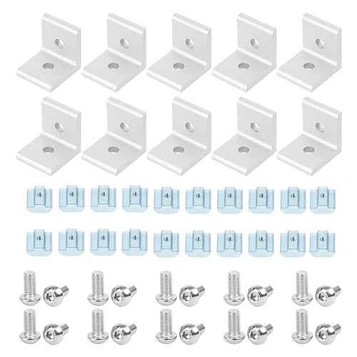 L-förmiger Winkelverbinder 90 Grad mit T-Mutter und Sechskantschraube for Aluminium-Strangpressprofile 10 Stück(4040 2Holes Silver) von YFOZD