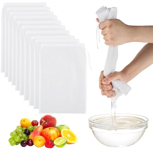 10 Stücke Nussmilchbeutel, Nussmilchbeutel Waschbar, Wiederverwendbar Nylon Cheesecloth Taschen für das Abseihen, leicht zu reinigen, für Tee Saft Kaffee Joghurt Bier zu Hause brauen 10 Stücke Nussmilchbeutel, Nussmilchbeutel Waschbar, Wiederverwendbar Nylon Cheesecloth Taschen für das Abseihen, leicht zu reinigen, für Tee Saft Kaffee Joghurt Bier zu Hause brauen von YFPOPONE