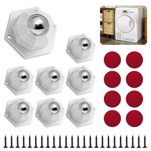 Mini Möbelrollen Schwerlast Set, 8 Stück Kugelrollen Klein, Möbelrollen Flach Set Mit Klebepads Und Schrauben, Universal Selbstklebendes Starkes Rollenrad, Weiß Möbelkugelrollen Für Kleinmöbel von YFPOPONE