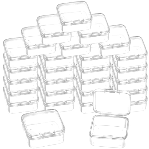 YFPOPONE Aufbewahrungsbox mit Deckel Klein 24 Stück Aufbewahrungsboxen Klein Transparente Leere Kleine Aufbewahrungsbox Kleine Klar Kunststoff Perlen Aufbewahrung Behälter Box für Bastelzubehör von YFPOPONE