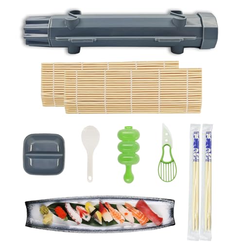 YFPOPONE Sushi Set 9 Stk, DIY Maker Mit Onigiri Form, Zum Selber Machen, ZubehöR Inklusive Bazooka, Starter Set Für Die Herstellung Von Nori-Sushi von YFPOPONE