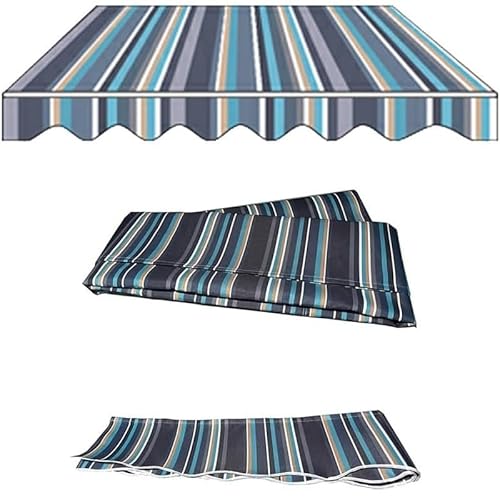 YFQYRB Gartenmarkise Ersatz Überdachung, 2.0x1.5m 3.0x1.5m 4.0x1.5m Ersatzstoff Balkon Markise, Manuelle Einziehbare Markisentuch(Blue,4.0x2.5m/13x8.2ft) von YFQYRB