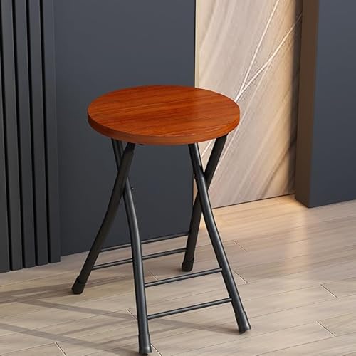 YFQYRB Runde Klapphocker Holz Barhocker 45cm Zusammenklappbar Bürohocker Outdoor Klapphocker Tragbarer Küchenhocker Klapp-Essstuhl(Teak) von YFQYRB