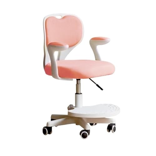 YFRR-789 Studie Stuhl Ergonomischer Kinder-Schreibtischstuhl Ergonomischer, höhenverstellbarer Kinder-Lernstuhl, um 360° drehbare Taillenstützfunktion for Zuhause und Büro (Color : Pink) von YFRR-789
