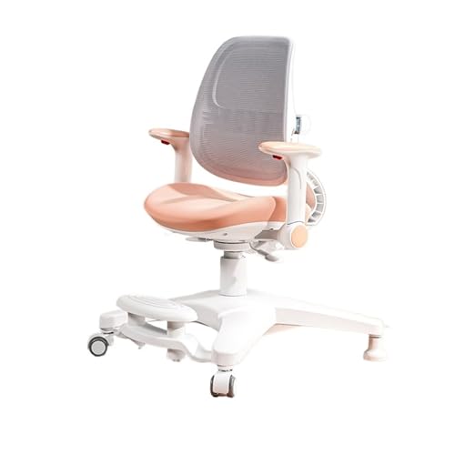 YFRR-789 Studie Stuhl Kinder-Studienstuhl, Sitzhaltungskorrektur-Bürostuhl mit abnehmbarem Fußpedal, höhenverstellbarer Schreibtischstuhl, ergonomischer Kinder-Lernstuhl (Color : Pink) von YFRR-789