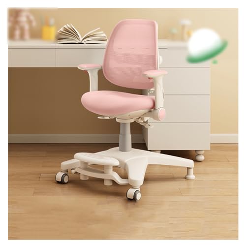 YFRR-789 Studie Stuhl Kinder-Studienstuhl, Studenten-Hausaufgabenstuhl mit Fußstütze und Rückenlehne, korrekte Haltung, anhebbarer Schreibstuhl (Color : Pink) von YFRR-789
