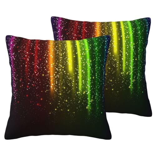 YFSGDLBN Kissenbezug aus Leinenimitat mit Regenbogen-Neon-Druck, 2 Sets, dekorative Kissenbezüge von YFSGDLBN