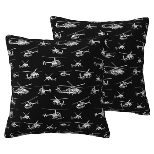 YFSGDLBN Kissenbezug mit Hubschrauber-Motiv, Leinenimitat, 2 Sets dekorativer Kissenbezug YFSGDLBN Kissenbezug mit Hubschrauber-Motiv, Leinenimitat, 2 Sets dekorativer Kissenbezug von YFSGDLBN