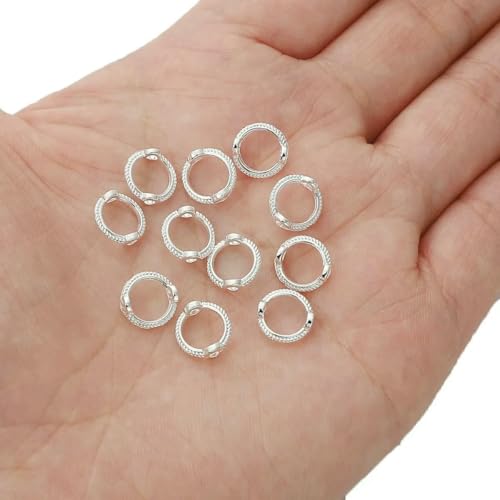 Ca. 50 Stück Legierungs-Farberhaltungs-Spitzenperlen-Set, modischer Taschenring, Doppelloch-Perlenring, handgefertigte Schnurperlen-DIY-Klammer-Farbe-10 mm, 50 Stück Ca. 50 Stück Legierungs-Farberhaltungs-Spitzenperlen-Set, modischer Taschenring, Doppelloch-Perlenring, handgefertigte Schnurperlen-DIY-Klammer-Farbe-10 mm, 50 Stück von YFSHC