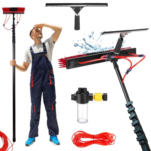 YFSMBD Teleskop Waschbürste mit Teleskopstiel 18m - Ausziehbar Teleskopstangen aus Kohlefaser Reinigung für Fenster, Terrassendach, Solaranlage - inkl. 55cm Bürste, Fensterabzieher, Seifenspender YFSMBD Teleskop Waschbürste mit Teleskopstiel 18m - Ausziehbar Teleskopstangen aus Kohlefaser Reinigung für Fenster, Terrassendach, Solaranlage - inkl. 55cm Bürste, Fensterabzieher, Seifenspender von YFSMBD