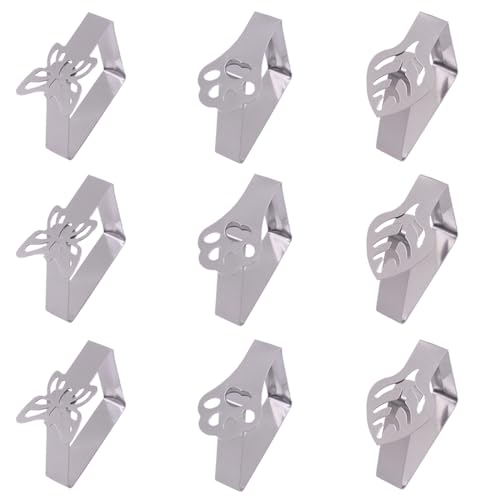 YFTRFR 9 Stück Tischdeckenklammern Edelstahl, Tischdecke Clips Silber Tischdeckenhalter Tischdeckenklammern für Draußen Tischdeckenhalter für Dicke Tische Picknick-Tischclips für Zuhause von YFTRFR
