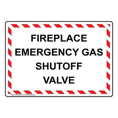 YFULL Blechschild Kamin Notfall Gas Absperrventil Blechschild 20x30cm mit englischem Text weiß von YFULL