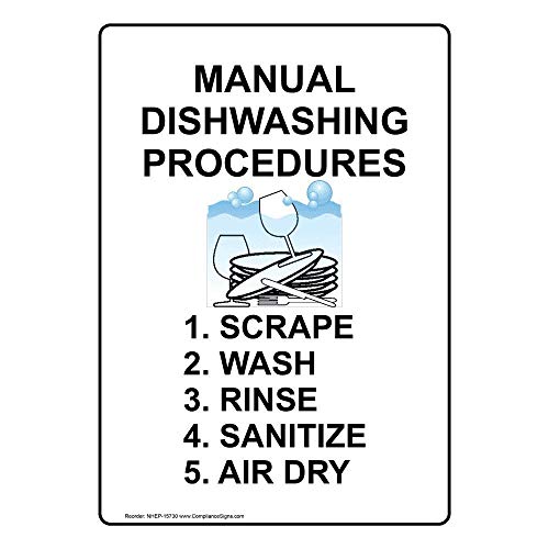 YFULL Blechschild "Manual Dishwashing Procedures", vertikal, Metall, 20,3 x 30,5 cm, mit englischem Text und Symbol, Weiß YFULL Blechschild "Manual Dishwashing Procedures", vertikal, Metall, 20,3 x 30,5 cm, mit englischem Text und Symbol, Weiß von YFULL