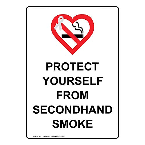 YFULL Blechschild "Protect Yourself from Secondhand Smoke", 20,3 x 30,5 cm, mit englischem Text und Symbol, Weiß YFULL Blechschild "Protect Yourself from Secondhand Smoke", 20,3 x 30,5 cm, mit englischem Text und Symbol, Weiß von YFULL