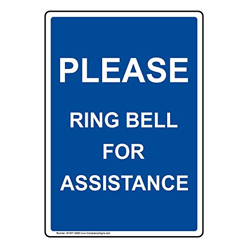 YFULL Blechschild mit Aufschrift "Please Ring Bell for Assistance", vertikal, 20,3 x 30,5 cm, mit englischem Text, Blau YFULL Blechschild mit Aufschrift "Please Ring Bell for Assistance", vertikal, 20,3 x 30,5 cm, mit englischem Text, Blau von YFULL