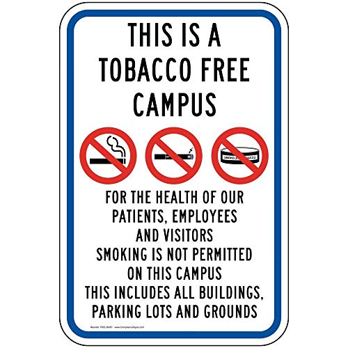YFULL Blechschild mit Aufschrift "This is a Tobacco Free Campus", vertikal, reflektierend, 20,3 x 30,5 cm, mit englischem Text und Symbol, Weiß YFULL Blechschild mit Aufschrift "This is a Tobacco Free Campus", vertikal, reflektierend, 20,3 x 30,5 cm, mit englischem Text und Symbol, Weiß von YFULL
