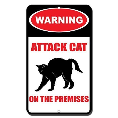 YFULL Blechschild mit Aufschrift "Warning Attack Cat On The Premises", lustiges Schild, 20,3 x 30,5 cm YFULL Blechschild mit Aufschrift "Warning Attack Cat On The Premises", lustiges Schild, 20,3 x 30,5 cm von YFULL