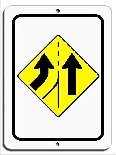 YFULL Left Lane Merges Road Sign 001 Blechschild, 20,3 x 30,5 cm von YFULL