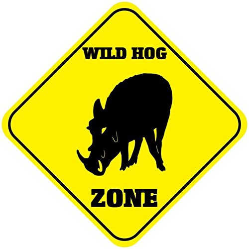 YFULL Safety Warning Signs.Wild Hog Zone Crossing Funny Metal Tin Novelty Sign.30.5 cm x 20.3 cm von YFULL