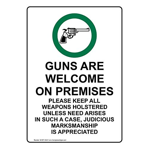 YFULL Vertical Tin Guns are Welcome On Premises Blechschild 20 x 30 cm mit englischem Text und Symbol weiß YFULL Vertical Tin Guns are Welcome On Premises Blechschild 20 x 30 cm mit englischem Text und Symbol weiß von YFULL