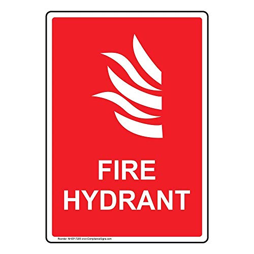 YFULL Vertikal leuchtendes Blechschild mit Aufschrift "Fire Hydrant", 20,3 x 30,5 cm, mit englischem Text und Symbol, rot von YFULL