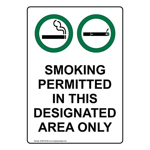 YFULL Vertikales Blechschild "Smoking Permitted in This DeMetal Signated Area Only", 20,3 x 30,5 cm, mit englischem Text und Symbol, Weiß YFULL Vertikales Blechschild "Smoking Permitted in This DeMetal Signated Area Only", 20,3 x 30,5 cm, mit englischem Text und Symbol, Weiß von YFULL