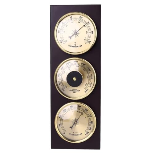 Barometer-Thermometer-Hygrometer, multifunktionales Barometer für Zuhause, Wandbehang, 3-in-1-Barometer-Wetterstation, Holzbarometer, geeignet für den Innen- und Außenbereich (11 x 31 cm) von YFVMYBAF