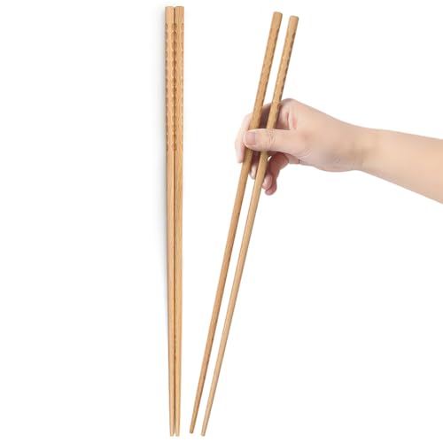 Lange Essstäbchen, 35cm Reusable Natural Wooden Extended Chopsticks, Traditionelle Chinesische Holz Lange Essstäbchen for Hotpot, Frying, Cooking, Noodle, 2 Paar（Buche） von YFWOOD