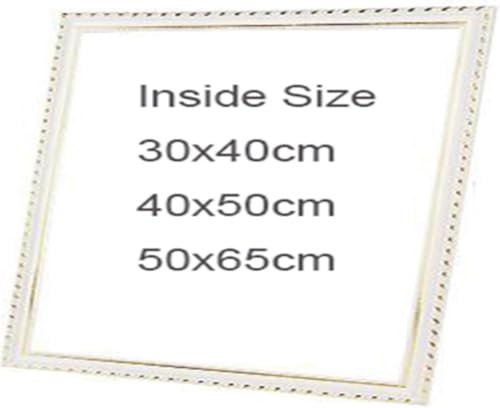 Hölzerner Fotorahmen, DIY-Rahmen, unvollendeter Holzkeilrahmen, Ölgemälde, dünner Holzrahmen, Bilderrahmen, Wandbild (Golden, Innengröße 50 x 60 cm) - Innengröße 50 x 60 cm - Weiß von YFXLTYZ