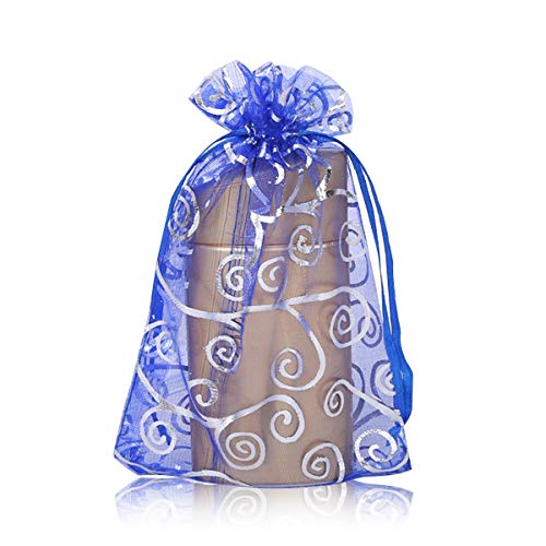 YFZYT 100 Stück Organzasäckchen Organzabeutel Geschenkbeutel Schuckbeutel Schmucksäckchen für Party Spiel Wedding Dekoration Verwenden - 8x11 cm/3.15x4.33 Zoll, Blau Silber von YFZYT