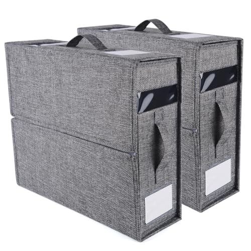 YFZYT 2 Stück Faltbare Unterbett Aufbewahrungsbox als Kleiderschrank Organizer, mit transparentem Fenster und Etikett, für Bettwäsche, Bettdecken，Decken und Kleidung von YFZYT