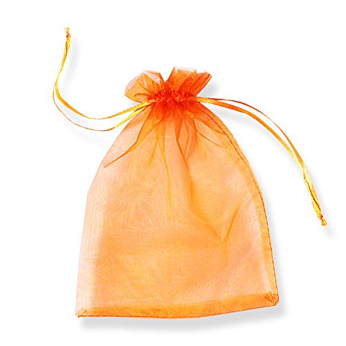 YFZYT Organza Taschen Net Garn Schmuckbeutel mit Vielfältig Farben Hochzeit Süßigkeiten Säckchen Geeignet für Männer und Frauen, 100 Stück, 7 x 9 cm, Orange von YFZYT