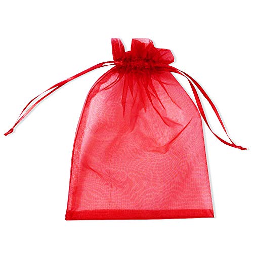 YFZYT Organzabeutel Schmuckbeutel Organza Bonbonsbeutel Hochzeit Geschenk Geburtstag Säckchen Fest Party Beutel 20 X 30CM (100Stk, Rot) von YFZYT