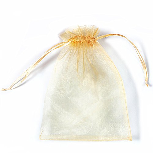 YFZYT Organzabeutel Schmuckbeutel Organza Bonbonsbeutel Hochzeit Geschenk Geburtstag Säckchen Fest Party Beutel 7 X 9CM (100Stk, Gold) von YFZYT