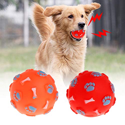 YFairy Hundespielzeug - 1pc, Gummiball Quietschend Knochen Fußabdruck Süß Lustig Bälle Holen Interaktiv Katze Kätzchen Welpenbedarf Molar Kauen Sie Spielzeug Beißen Nicht Giftig von YFairy