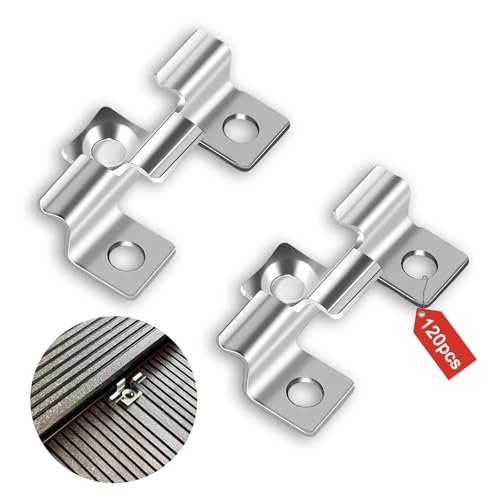 YFaith 120 Stück Wpc-Terrassendielen-Clips, Klemmweite 7,5 mm, Terrassendielen Befestigung Unsichtbar, Edelstahl Wpc-Dielen-Clips, für Massivholz und Holz‑Kunststoff‑Verbund‑Böden von YFaith